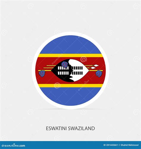 Icono De La Bandera Redonda De Eswatini Swazilandia Con Sombra