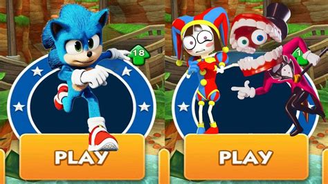 Sonic Dash Movie Sonic Vs Caine The Amazing Digital Circus Run Vs All