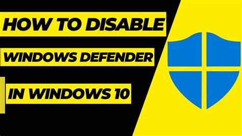 How To Disable Windows Defender In Windows 10 Youtube