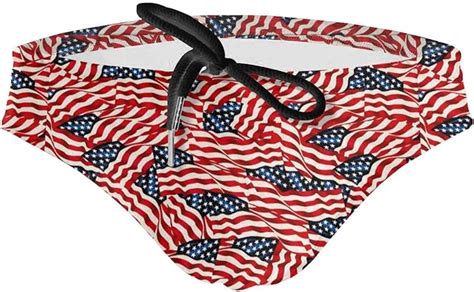 Yishow Mens Sexy Low Rise Usa Flag Printing Briefs Bikini Swimwear