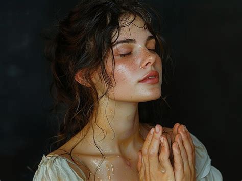 HyperRealistic Brunette Woman With Tied Hair Premium AI Generated Image
