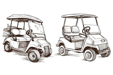 Golf Cart Simple Sketch Vectors & Illustrations for Free Download