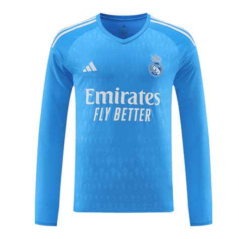 Real Madrid Soccer Jersey Replica Goalkeeper Blue 2023 24 Mens Long