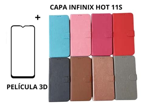 Capa Carteira Infinix Hot 11s Rosa Película 3d Parcelamento sem juros