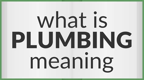 Plumbing Meaning Of Plumbing Youtube