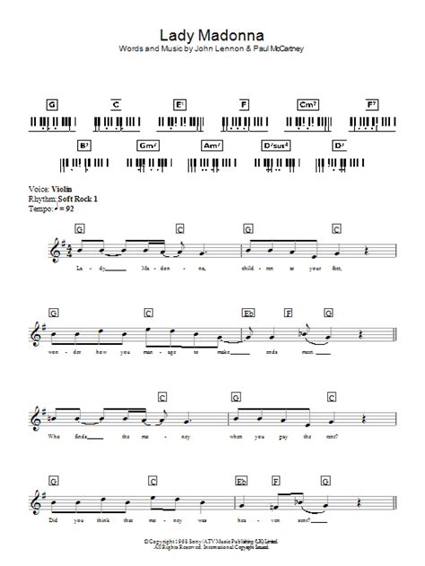 Lady Madonna By The Beatles Sheet Music For Piano Chordslyrics At Sheet Music Direct