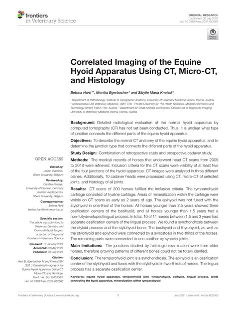 Pdf Correlated Imaging Of The Equine Hyoid Apparatus Using Ct Micro