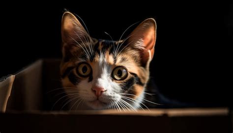 Premium Ai Image Cute Kitten With Striped Fur Sitting And Staring At