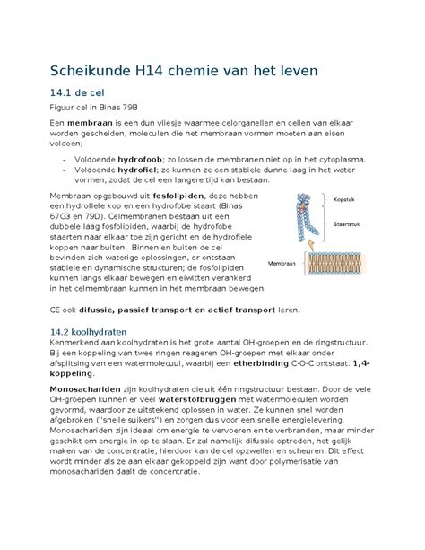 Scheikunde H14 Chemie Van Het Leven Voldoende Hydrofiel Zo Kunnen Ze