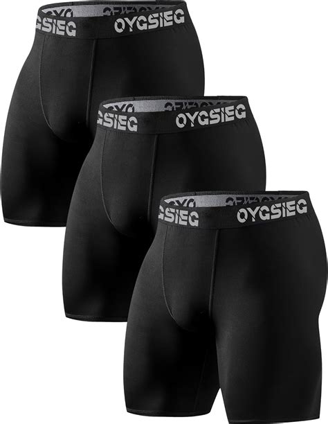 Oygsieg 3 Pack Compression Shorts Men Spandex Athletic Underwear