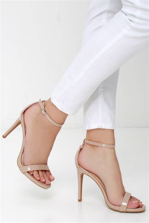 Loveliness Light Nude Patent Ankle Strap Heels Heels Fashion Shoes Heels Cute Shoes Heels
