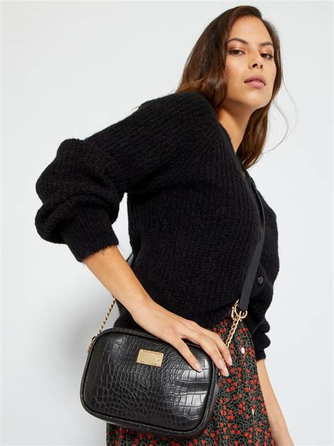 Sac Main Effet Croco Noir Kiabi