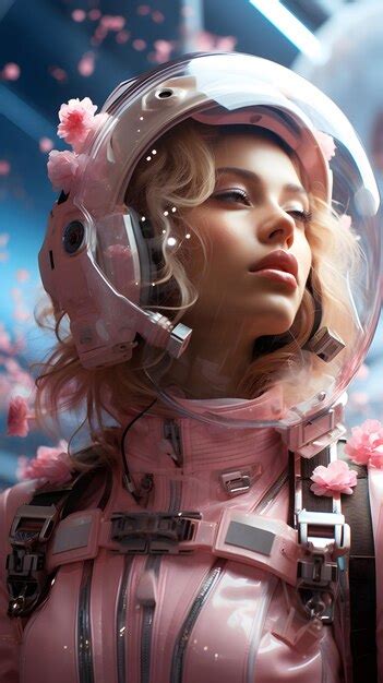 Premium Ai Image An Attractive Girl In An Astronauts Helmet And Space Suit Ai Portrait