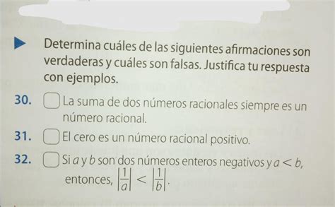 Determina cuáles son de las siguientes afirmaciones son verdaderas y