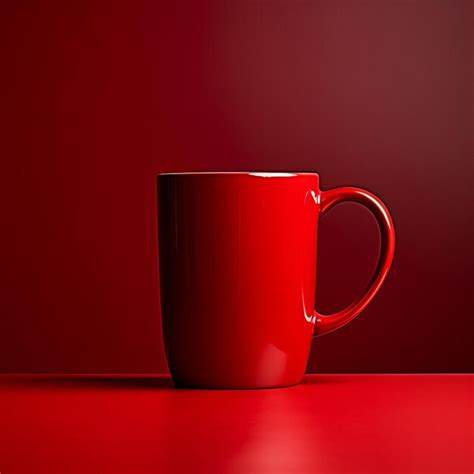 Premium Photo A Red Coffee Cup Sitting On Top Of A Red Table