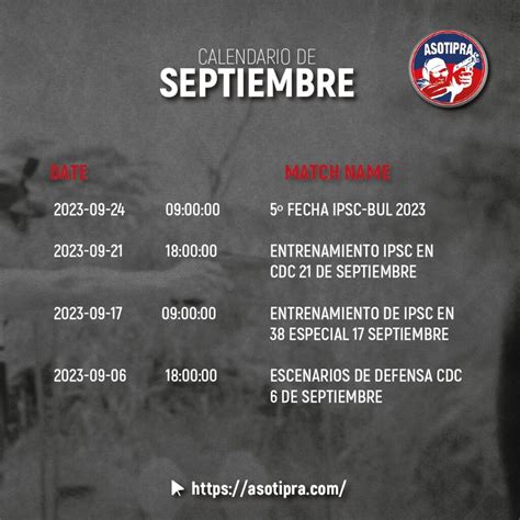 Fechas Eventos Septiembre 2023 ASOTIPRA ASOTIPRA