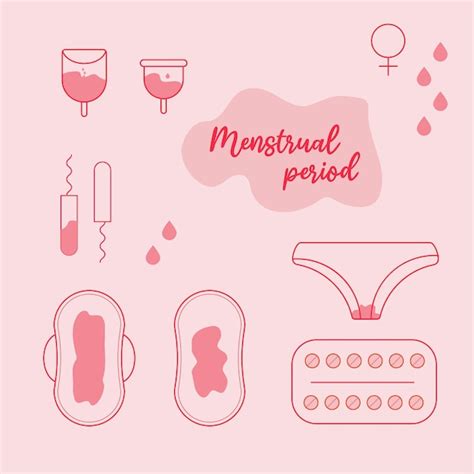 Premium Vector Menstrual Period Symbols Icons Period Blood