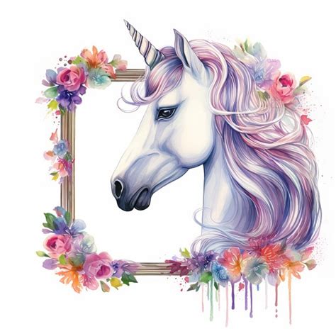 Premium AI Image | Unicorn head on colorful watercolor background