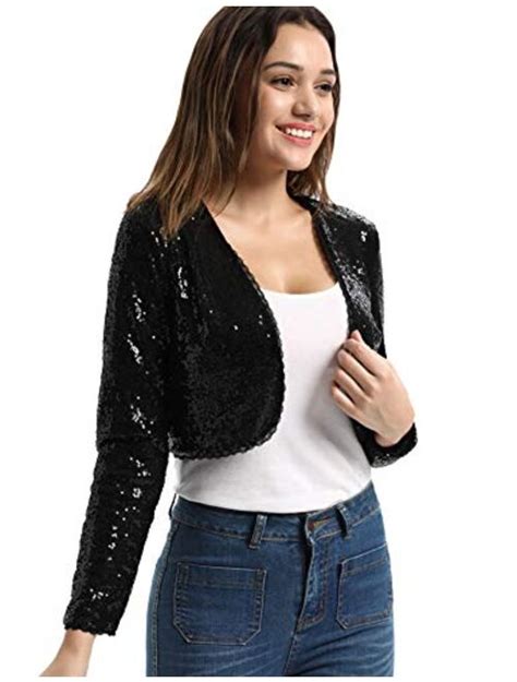 Buy Belle Poque Women S Sequin Jacket Long Sleeve Open Front Glitter