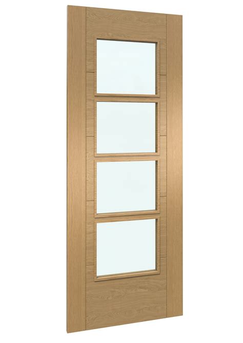 X X Mm Iseo Oak Light Clear Glass Fire Door At Vivid Doors