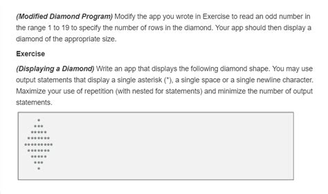 solved modified diamond program modify  app  wrote  cheggcom