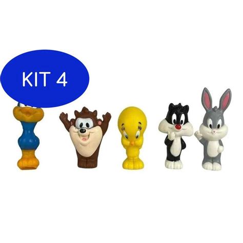 Kit 4 Miniaturas Dedoches Looney Tunes 5 Pçs Lider 3053 Submarino