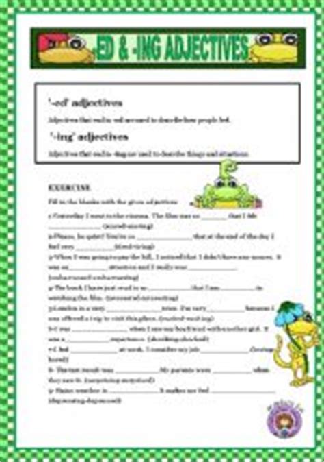 ED ING ADJECTIVES KEY ESL Worksheet By Macomabi