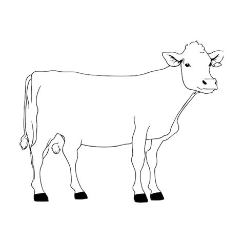 Premium Vector | Eps vector image hand drawing cow outline illustration