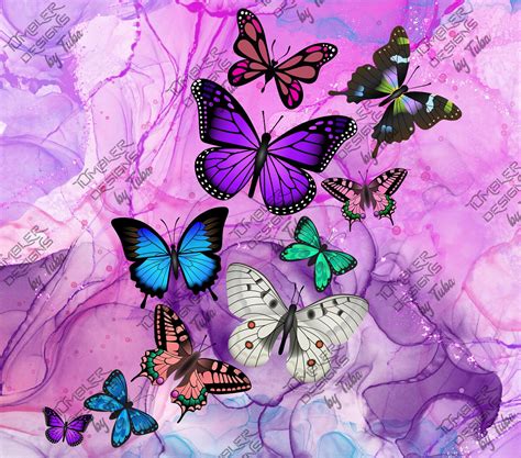 Alcohol Ink Butterfly Tumbler Wrap Png 20 Oz Skinny Tumbler Etsy