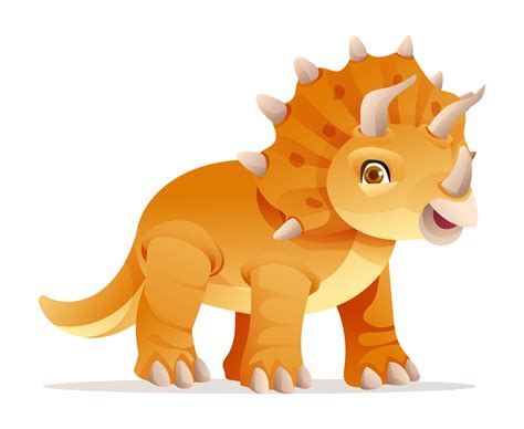 linda ilustración de dibujos animados de dinosaurios triceratops