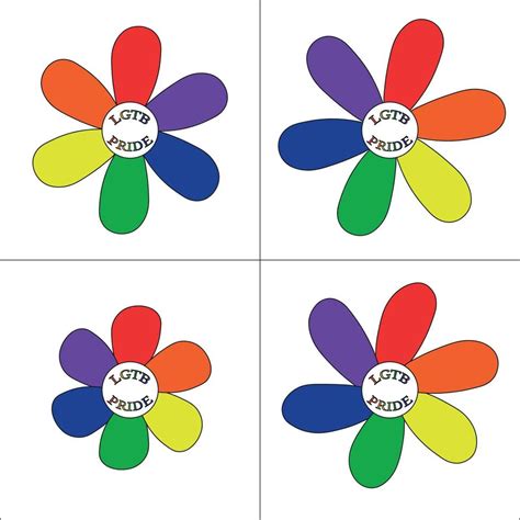Pride Concept Set Flowers With Gay Pride Colors Vector Art At