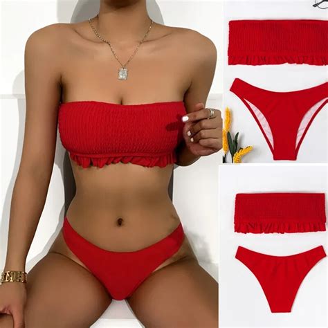 Conjunto de Bikini con relleno para mujer bañador de dos piezas