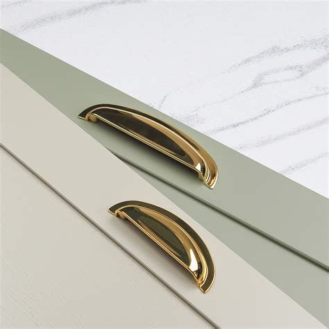 Polished Brass Kitchen Cabinet Cup Handles With 96mm Or 128mm Fixing Centres Handle And Home