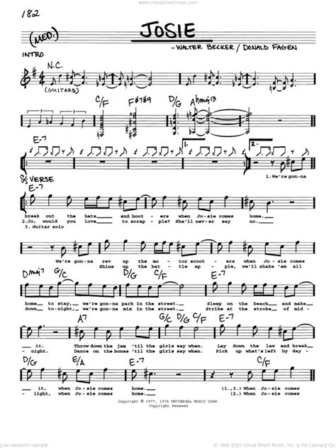 Josie Sheet Music Real Book With Lyrics Pdf