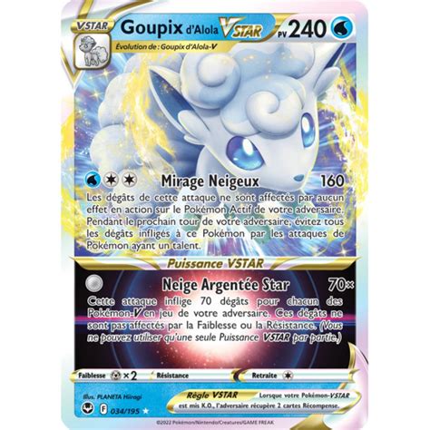 Goupix D Alola Vstar Ultra Rare Carte Pok Mon Temp Te