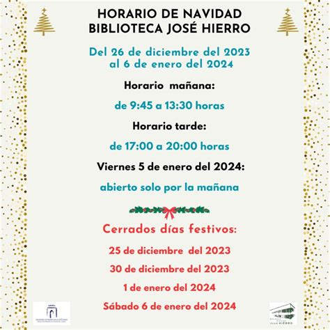 Horario De Navidad Biblioteca Jos Hierro Red De Bibliotecas