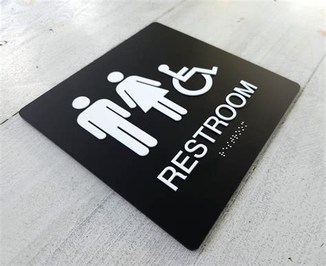 Ada Compliant All Gender Restroom Sign Handicap Accessible Unisex Bathroom Wheelchair