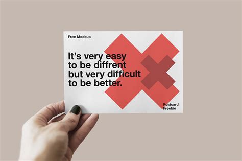 Free Postcard Mockup In Hand Psd