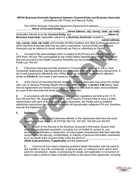 Hipaa Business Associates Agreement Hipaa Agreement Pdf Us Legal Forms