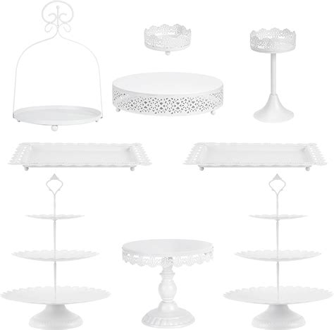 Amazon ZUMELER 9Pcs Cake Stand White Metal CupCake Stand Holder