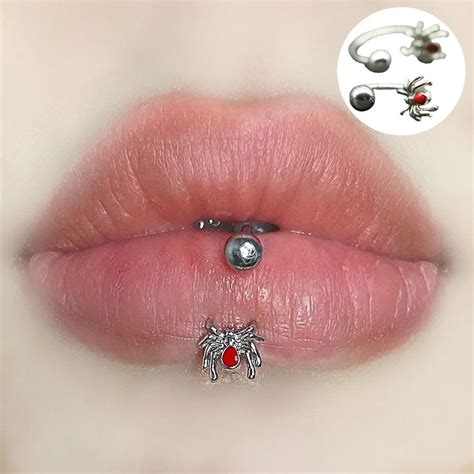 1pc Steel Titanium Lip Ring Spider Heart Crystal Labret Ring Piercing