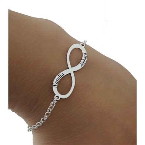 Pulsera Infinito Personalizada Hasta 4 Nombres De Plata De Ley