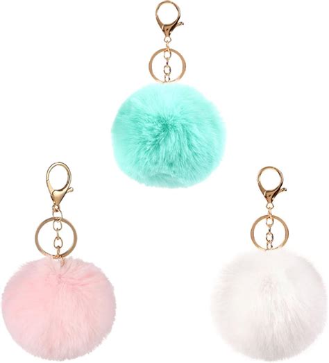 Amazon Pom Pom Keychains Cute Faux Rabbit Fur Ball Pom Pom