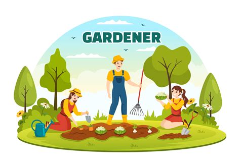 jardinero ilustración con jardín herramientas agricultura crece