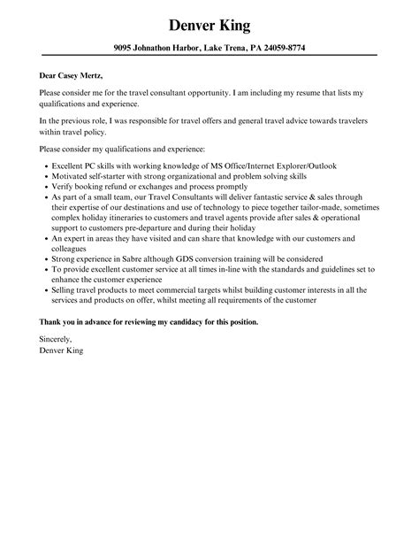 Travel Consultant Cover Letter Velvet Jobs