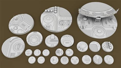 Artstation 3d Printable Tau Themed Bases For Warhammer 40k