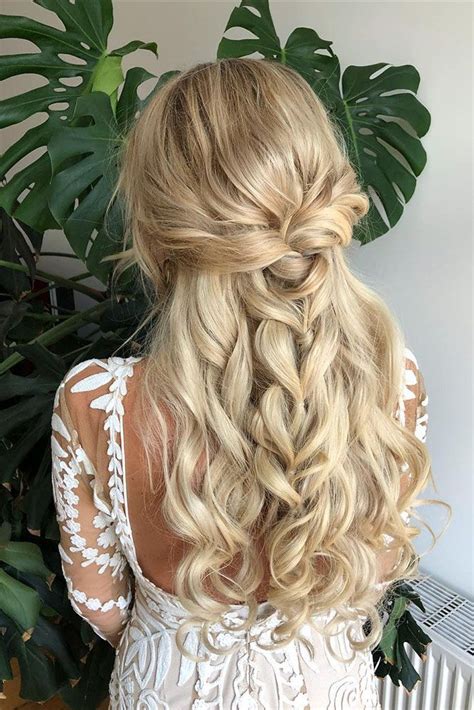 Boho Wedding Hairstyles Long Blonde Hair Half Up Half Down With Braid