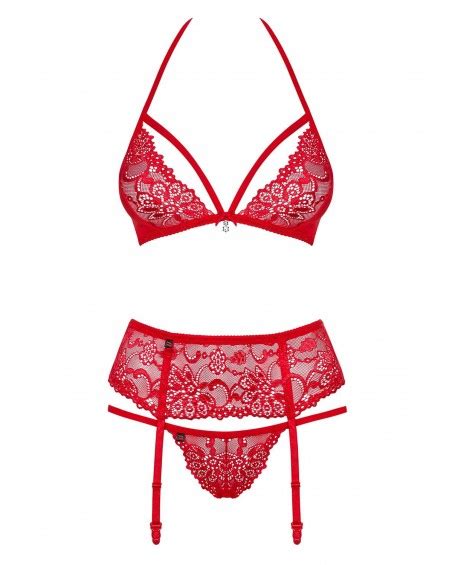 Completino Intimo Con Reggicalze Rosso 838 Obsessive Lingerie