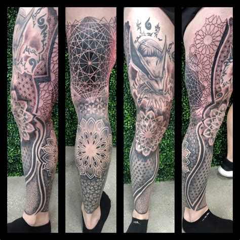 Geometric Leg Sleeve Tattoo Balinese Tattoo Usa