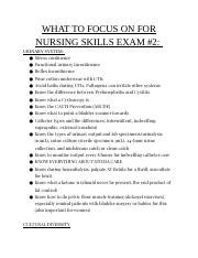 Nursing Skills Exam 2 WHAT TO FOCUS ON FOR NURSING SKILLS EXAM 2